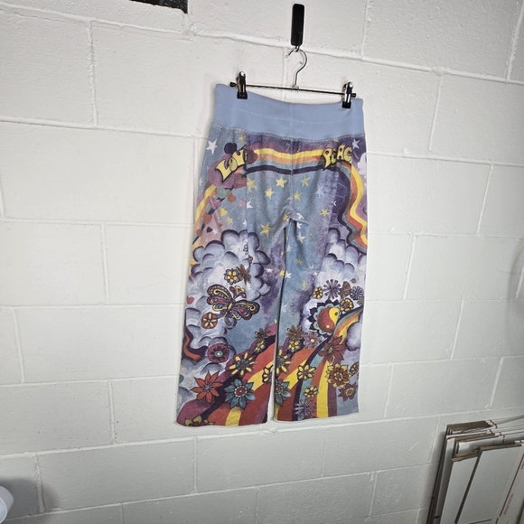 Vtg Lucky Brand Wide Leg Peace Love Printed Sweatpants Rare Htf - Picture 4 of 12